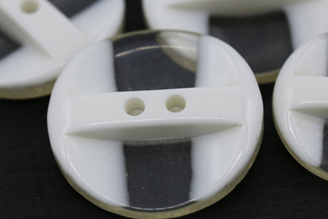 Plastic Button Ivory Clear 2-Hole