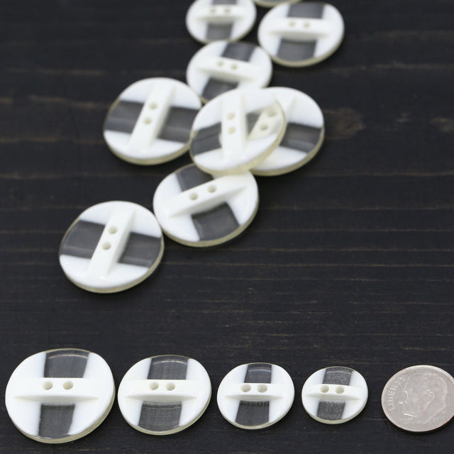 Plastic Button Ivory Clear 2-Hole
