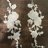 Iron-On Silver Flower Patch Set