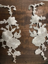 Iron-On Silver Flower Patch Set