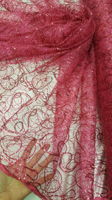 Embroidered Lace Sequin Fabric Hot Pink