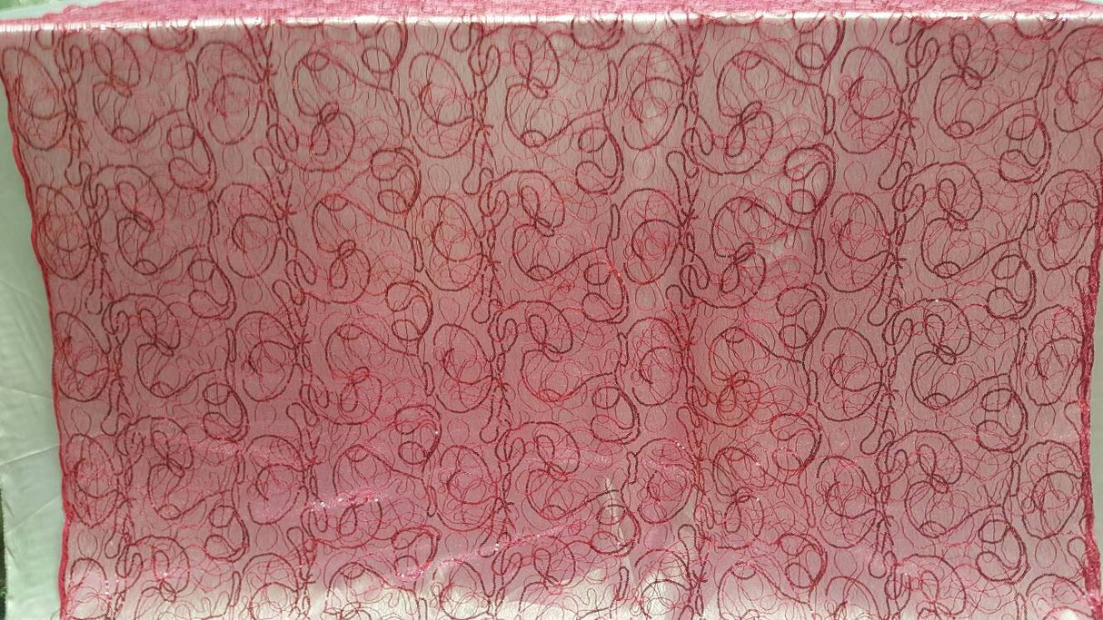 Embroidered Lace Sequin Fabric Hot Pink