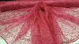 Embroidered Lace Sequin Fabric Hot Pink