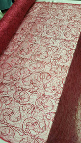 Embroidered Lace Sequin Fabric Hot Pink