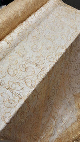 Embroidered Sequin Lace Gold Spider Web