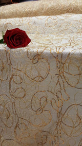 Embroidered Sequin Lace Gold Spider Web
