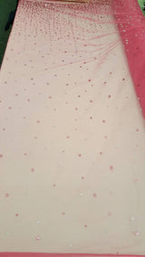Hot Pink Stretch Mesh Glitter Fabric