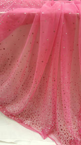 Hot Pink Stretch Mesh Glitter Fabric