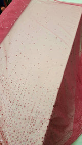 Hot Pink Stretch Mesh Glitter Fabric