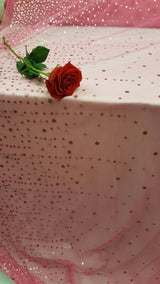 Hot Pink Stretch Mesh Glitter Fabric