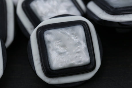 Square Black White Shank Button 36L