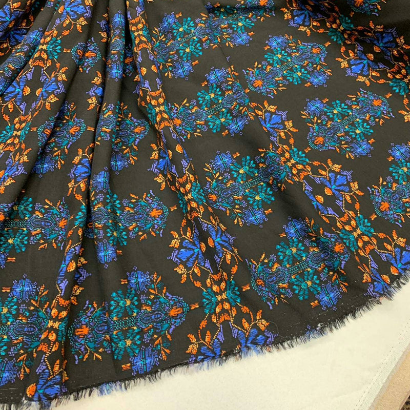 Rayon Challis Paisley Print Black