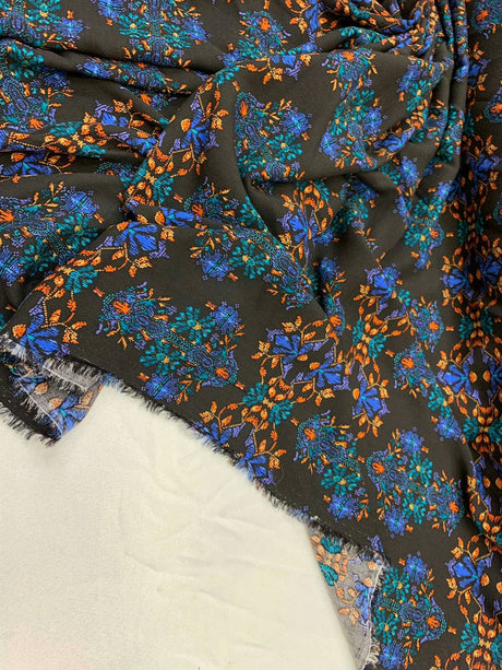Rayon Challis Paisley Print Black