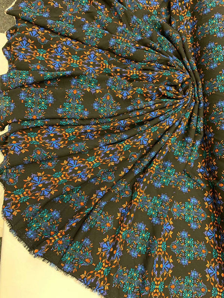 Rayon Challis Paisley Print Black