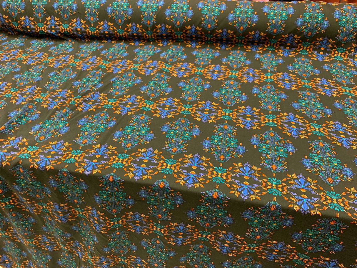 Rayon Challis Paisley Print Black