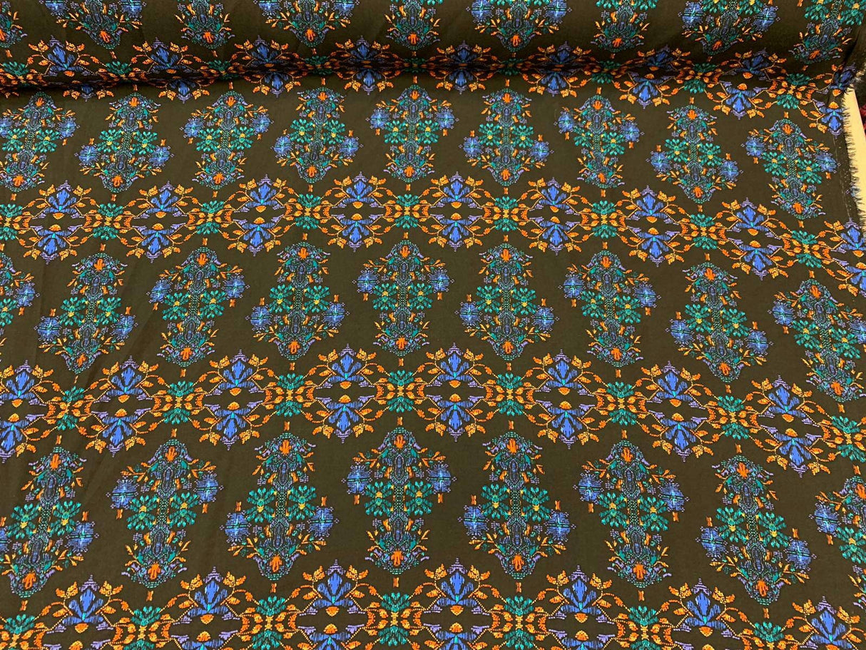 Rayon Challis Paisley Print Black