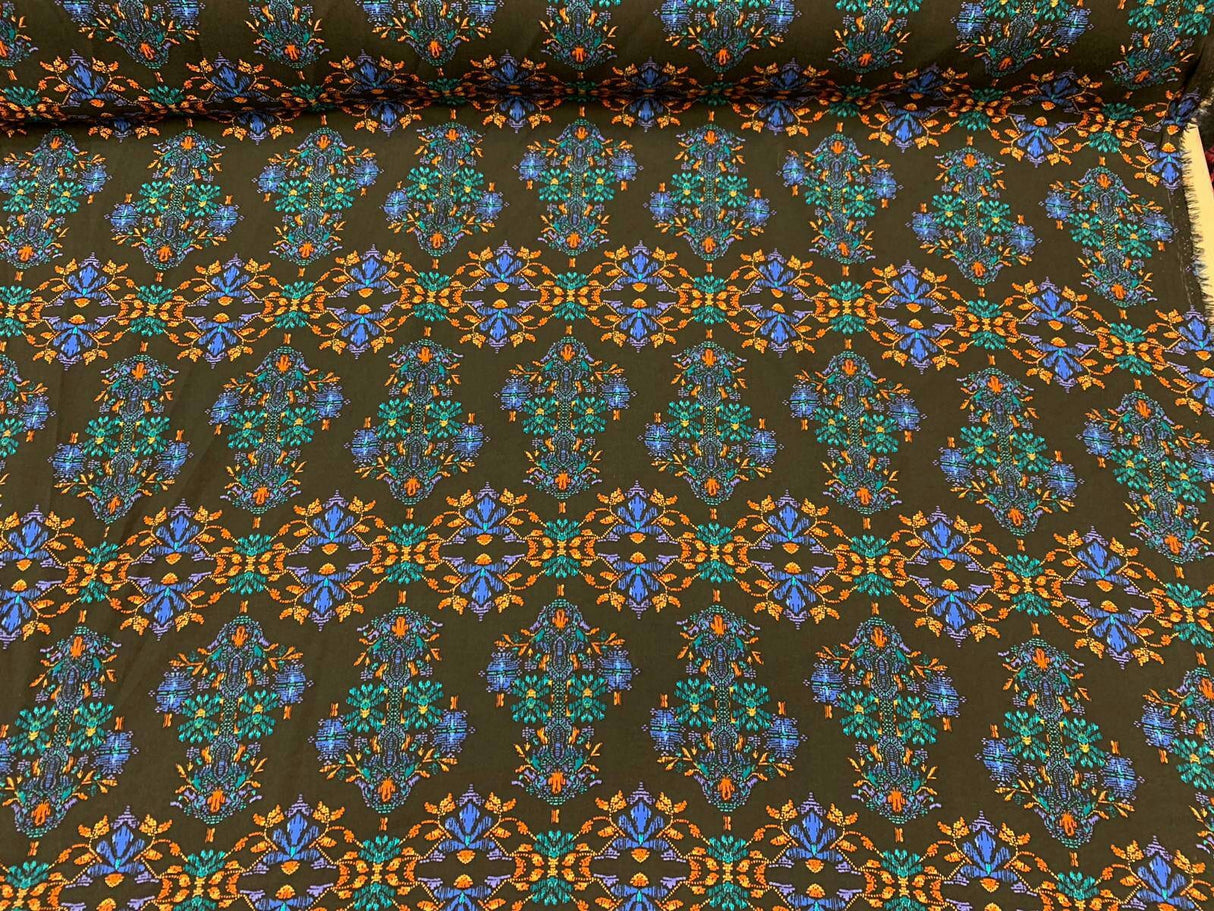 Rayon Challis Paisley Print Black