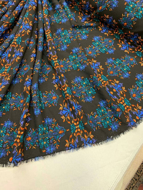 Rayon Challis Paisley Print Black