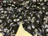 Rayon Challis Blue Black Floral