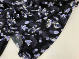 Rayon Challis Blue Black Floral