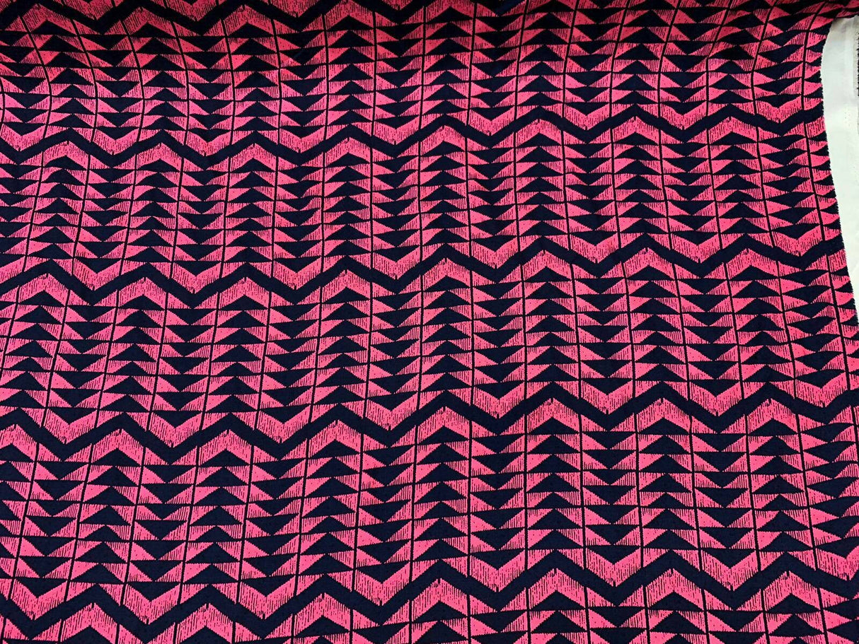 Rayon Challis Geometric Pink and Blue