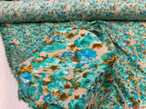 Rayon Floral Print Fabric Blue Green