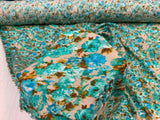 Rayon Floral Print Fabric Blue Green