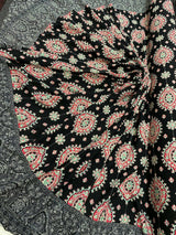 Rayon Challis Two Border Black and Fuchsia