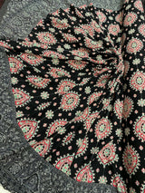 Rayon Challis Two Border Black and Fuchsia