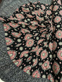 Rayon Challis Two Border Black and Fuchsia