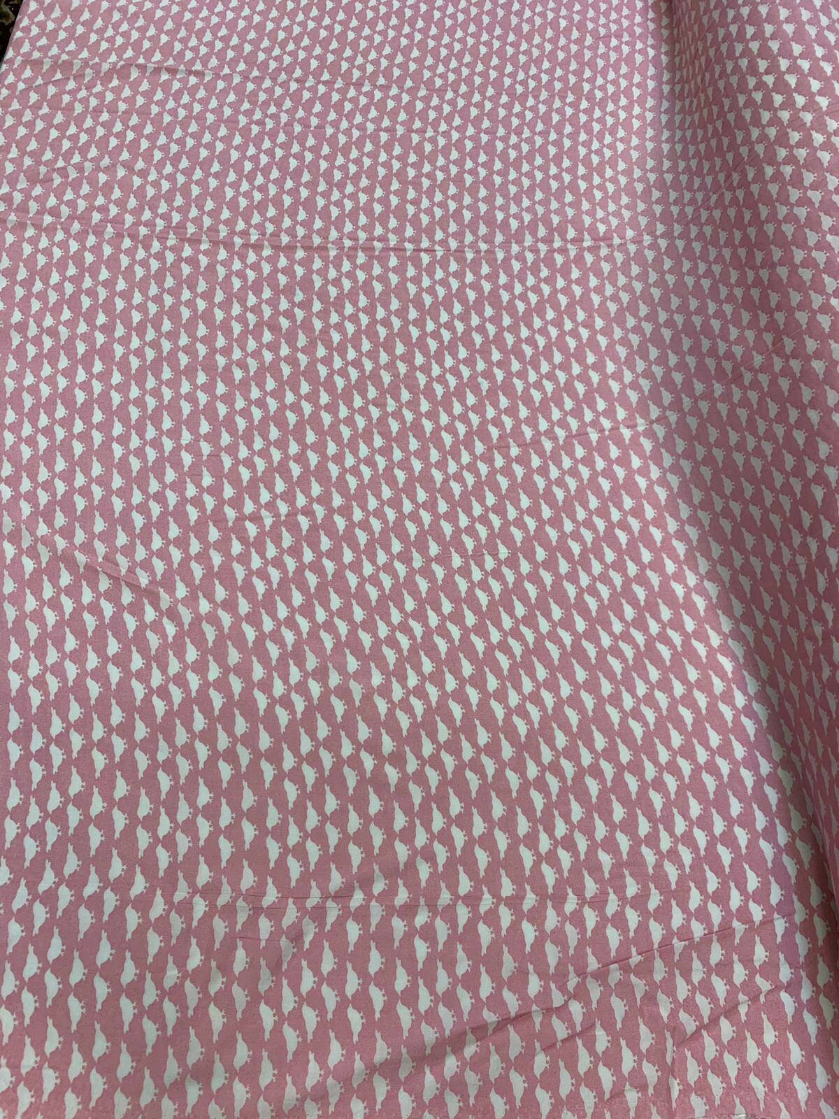Rayon Challis Birds on Light Pink Background