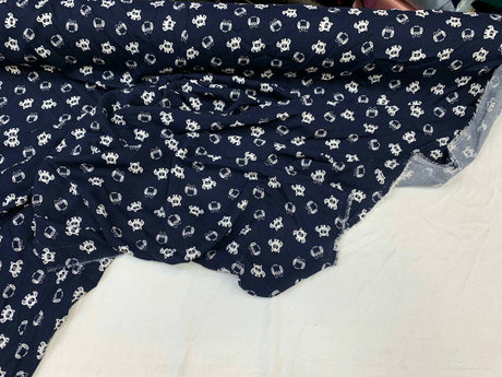 Rayon Challis Owl Print Navy Blue