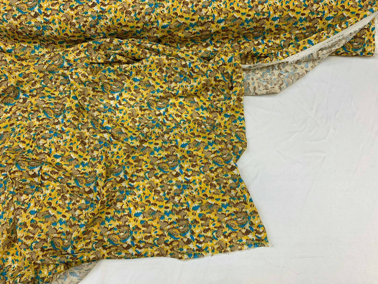 Rayon Challis Abstract Yellow Print