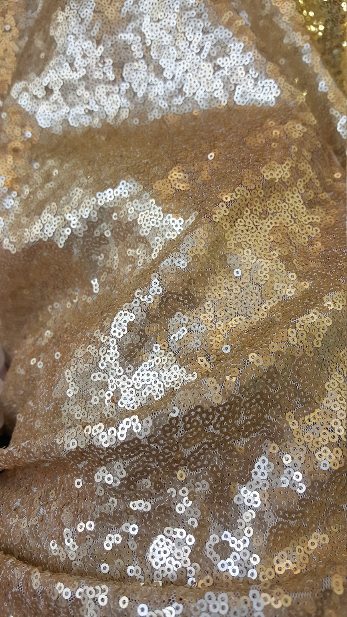 Gold Sequin Mesh Stretch Fabric