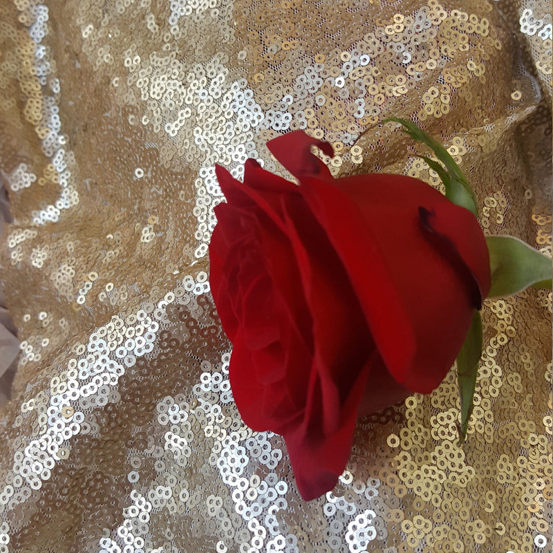 Gold Sequin Mesh Stretch Fabric