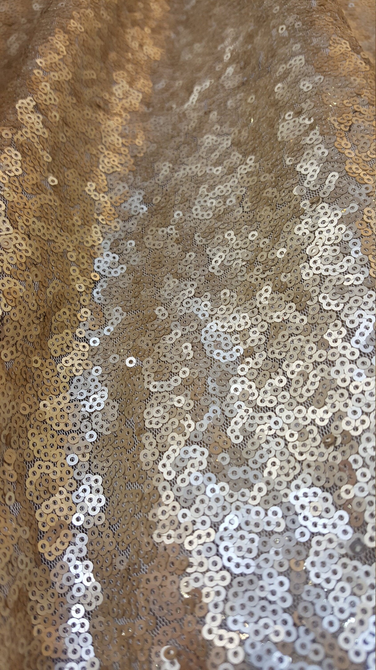 Gold Sequin Mesh Stretch Fabric