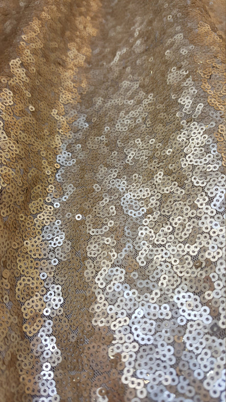 Gold Sequin Mesh Stretch Fabric