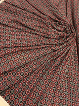 Rayon Challis Print Fabric Red Black