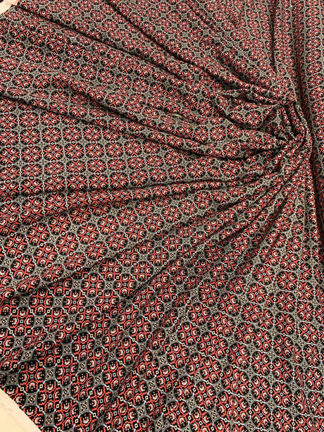 Rayon Challis Print Fabric Red Black