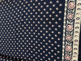 Rayon Challis Two Border Navy Blue Fuchsia Pink