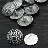 Metal Shank Button Silver Chewed Effect 32L