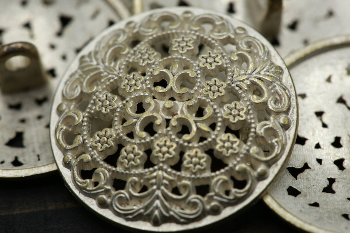 Metal Shank Button Faded Gold Muted Silver