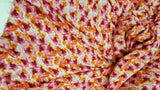 Rayon Floral Print Fabric Orange Fuchsia