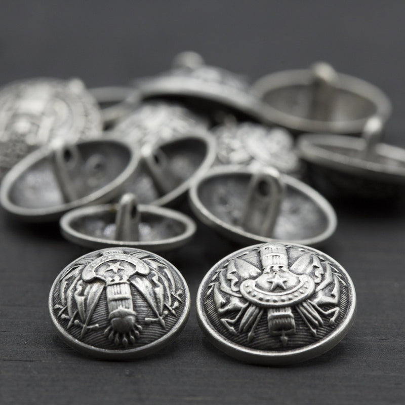 Rocket Ship Metal Button Silver