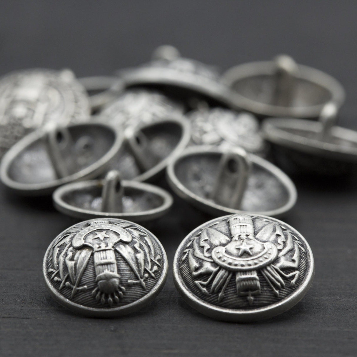 Rocket Ship Metal Button Silver