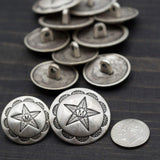 Metal Star Button Silver Shank Backing