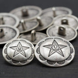 Metal Star Button Silver Shank Backing