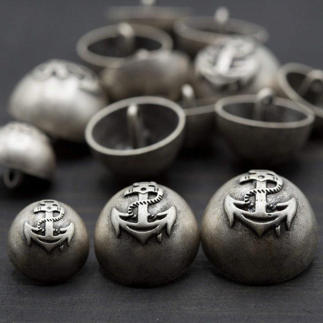 Silver Anchor Shank Button
