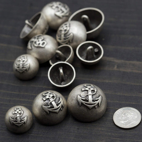 Silver Anchor Shank Button