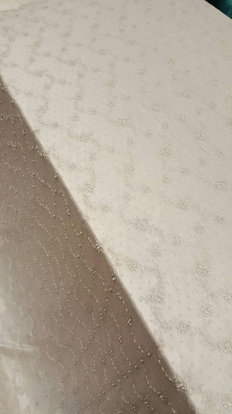 Embroidered Stretch Lace White Silver